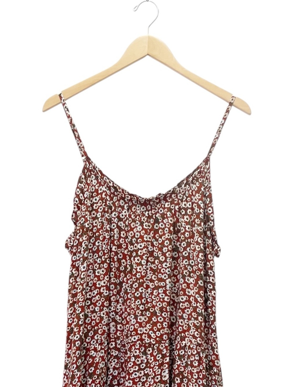 Natural Life Harley Midi Dress Size L/XL Rust Floral Daisy Tiered Boho Pockets - Picture 5 of 11